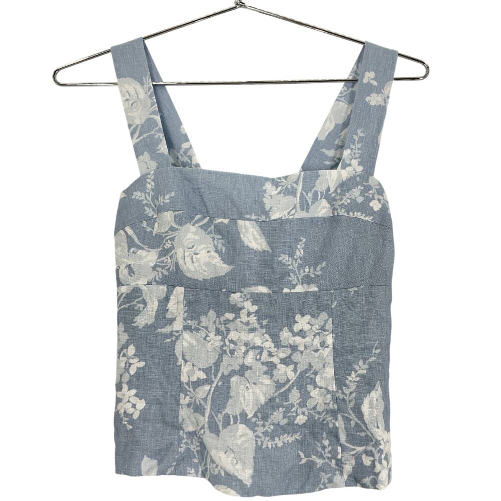 Reformation Floral Blue Darci Tank Top Size 2 - Picture 2 of 4
